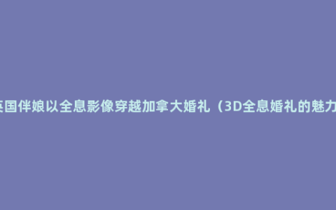 英国伴娘以全息影像穿越加拿大婚礼（3D全息婚礼的魅力）