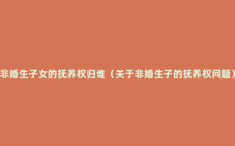 非婚生子女的抚养权归谁（关于非婚生子的抚养权问题）
