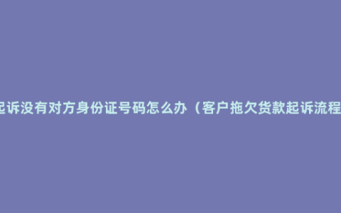 起诉没有对方身份证号码怎么办（客户拖欠货款起诉流程）