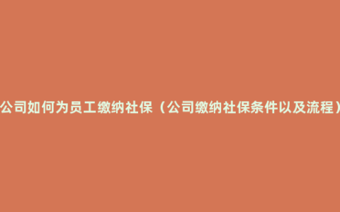 公司如何为员工缴纳社保（公司缴纳社保条件以及流程）