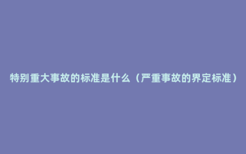 特别重大事故的标准是什么（严重事故的界定标准）