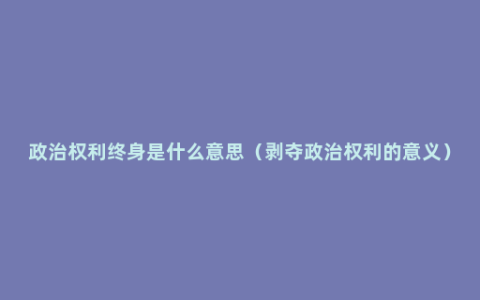 政治权利终身是什么意思（剥夺政治权利的意义）