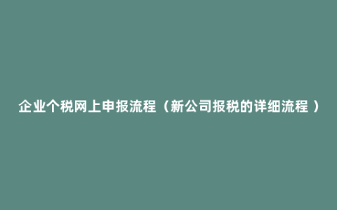 企业个税网上申报流程（新公司报税的详细流程 ）