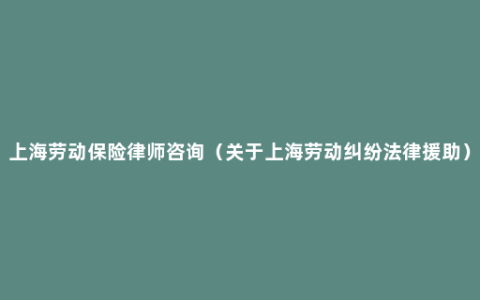 上海劳动保险律师咨询（关于上海劳动纠纷法律援助）