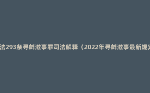 刑法293条寻衅滋事罪司法解释（2022年寻衅滋事最新规定）