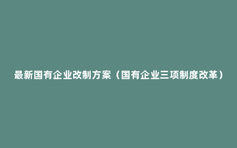 最新国有企业改制方案（国有企业三项制度改革）