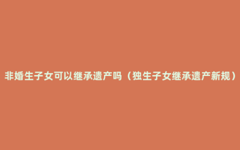 非婚生子女可以继承遗产吗（独生子女继承遗产新规）