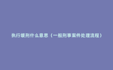 执行缓刑什么意思（一般刑事案件处理流程）
