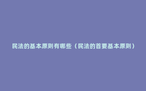 民法的基本原则有哪些（民法的首要基本原则）
