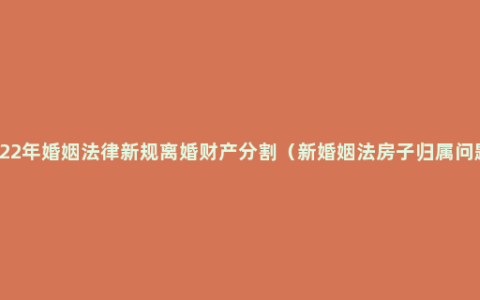 2022年婚姻法律新规离婚财产分割（新婚姻法房子归属问题）