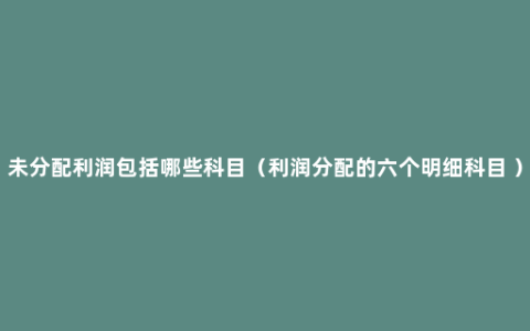 未分配利润包括哪些科目（利润分配的六个明细科目 ）