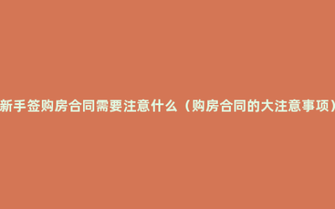 新手签购房合同需要注意什么（购房合同的大注意事项）