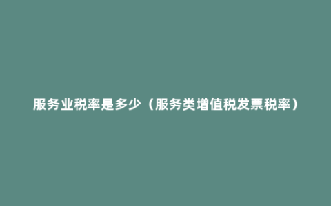 服务业税率是多少（服务类增值税发票税率）
