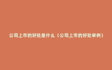 公司上市的好处是什么（公司上市的好处举例）