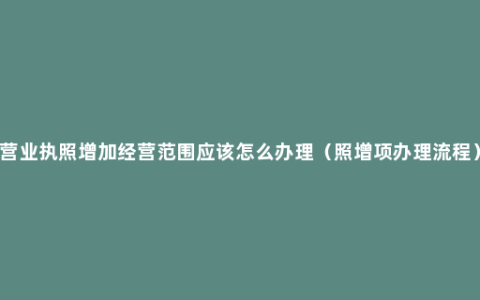营业执照增加经营范围应该怎么办理（照增项办理流程）