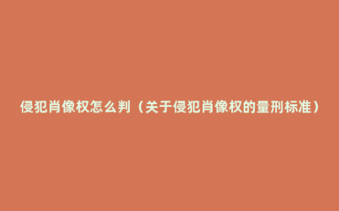 侵犯肖像权怎么判（关于侵犯肖像权的量刑标准）