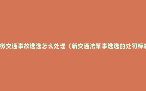 轻微交通事故逃逸怎么处理（新交通法肇事逃逸的处罚标准）