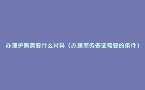 办理护照需要什么材料（办理商务签证需要的条件）