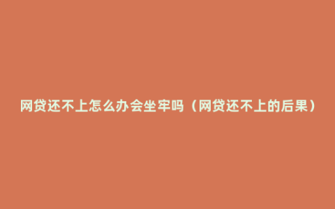 网贷还不上怎么办会坐牢吗（网贷还不上的后果）