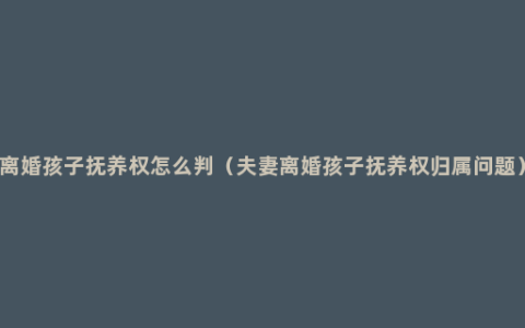离婚孩子抚养权怎么判（夫妻离婚孩子抚养权归属问题）