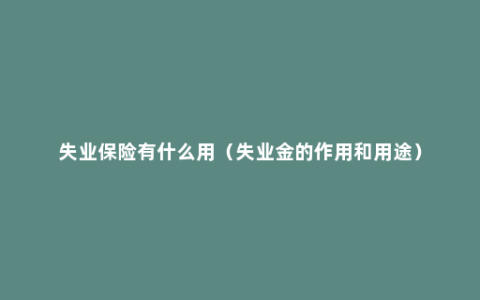 失业保险有什么用（失业金的作用和用途）