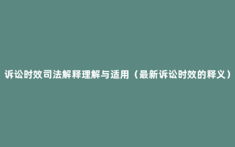 诉讼时效司法解释理解与适用（最新诉讼时效的释义）