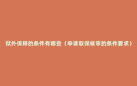 狱外保释的条件有哪些（申请取保候审的条件要求）