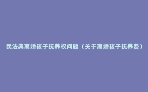 民法典离婚孩子抚养权问题（关于离婚孩子抚养费）