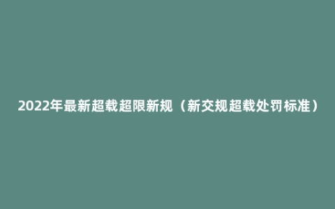 2022年最新超载超限新规（新交规超载处罚标准）