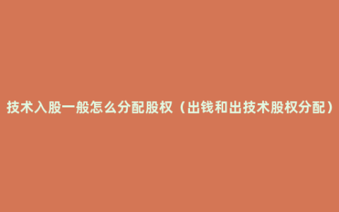 技术入股一般怎么分配股权（出钱和出技术股权分配）