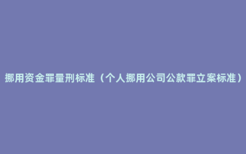 挪用资金罪量刑标准（个人挪用公司公款罪立案标准）
