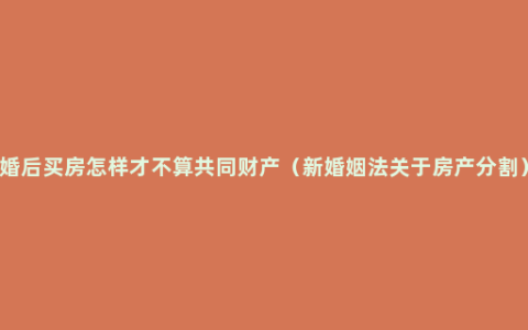 婚后买房怎样才不算共同财产（新婚姻法关于房产分割）