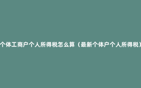 个体工商户个人所得税怎么算（最新个体户个人所得税）