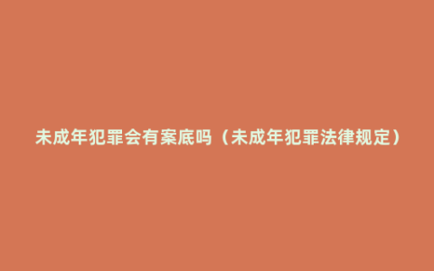 未成年犯罪会有案底吗（未成年犯罪法律规定）