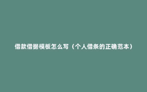 借款借据模板怎么写（个人借条的正确范本）