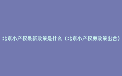 北京小产权最新政策是什么（北京小产权房政策出台）