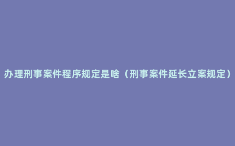 办理刑事案件程序规定是啥（刑事案件延长立案规定）