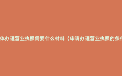 个体办理营业执照需要什么材料（申请办理营业执照的条件）
