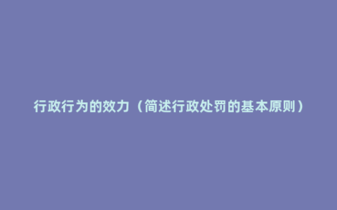 行政行为的效力（简述行政处罚的基本原则）