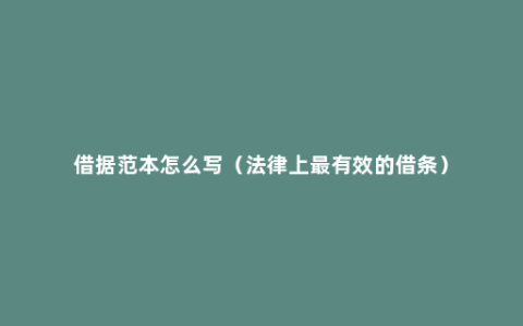 借据范本怎么写（法律上最有效的借条）