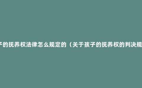 孩子的抚养权法律怎么规定的（关于孩子的抚养权的判决规定）