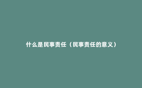 什么是民事责任（民事责任的意义）