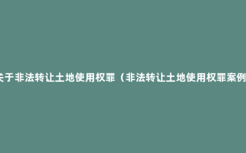 关于非法转让土地使用权罪（非法转让土地使用权罪案例）