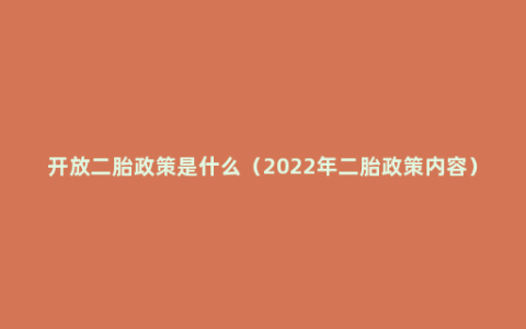 开放二胎政策是什么（2022年二胎政策内容）