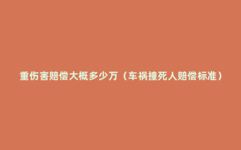 重伤害赔偿大概多少万（车祸撞死人赔偿标准）