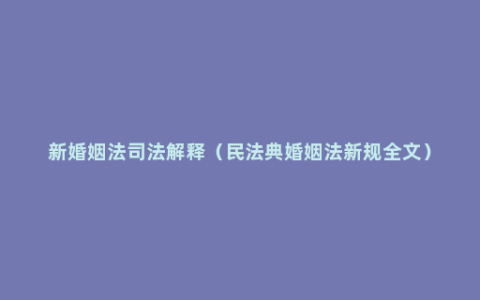 新婚姻法司法解释（民法典婚姻法新规全文）